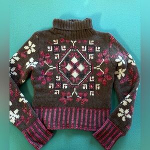 Simona Barbiery made in Italy Women's Floral Patterned Turtleneck Sweater